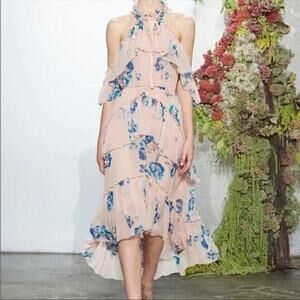 ULLA JOHNSON Valentine Ruffled Floral Halter Silk Dress Size 4